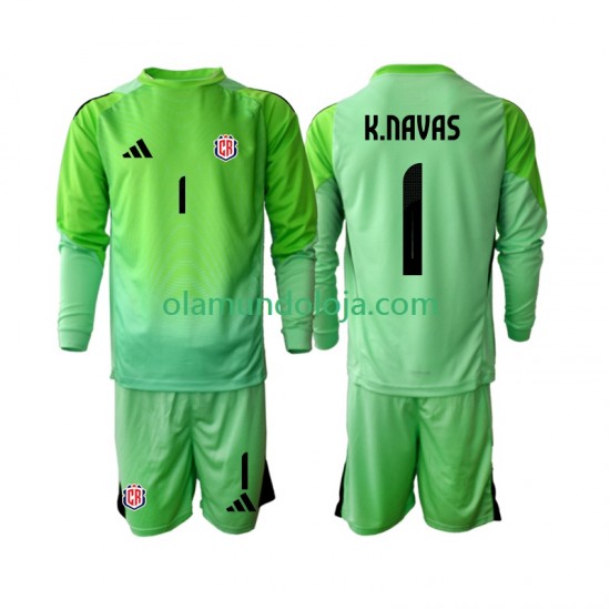 Camisola Costa Rica Keylor Navas 1 Guarda-redes Criança Equipamento Primeiro 2025 Manga Comprida